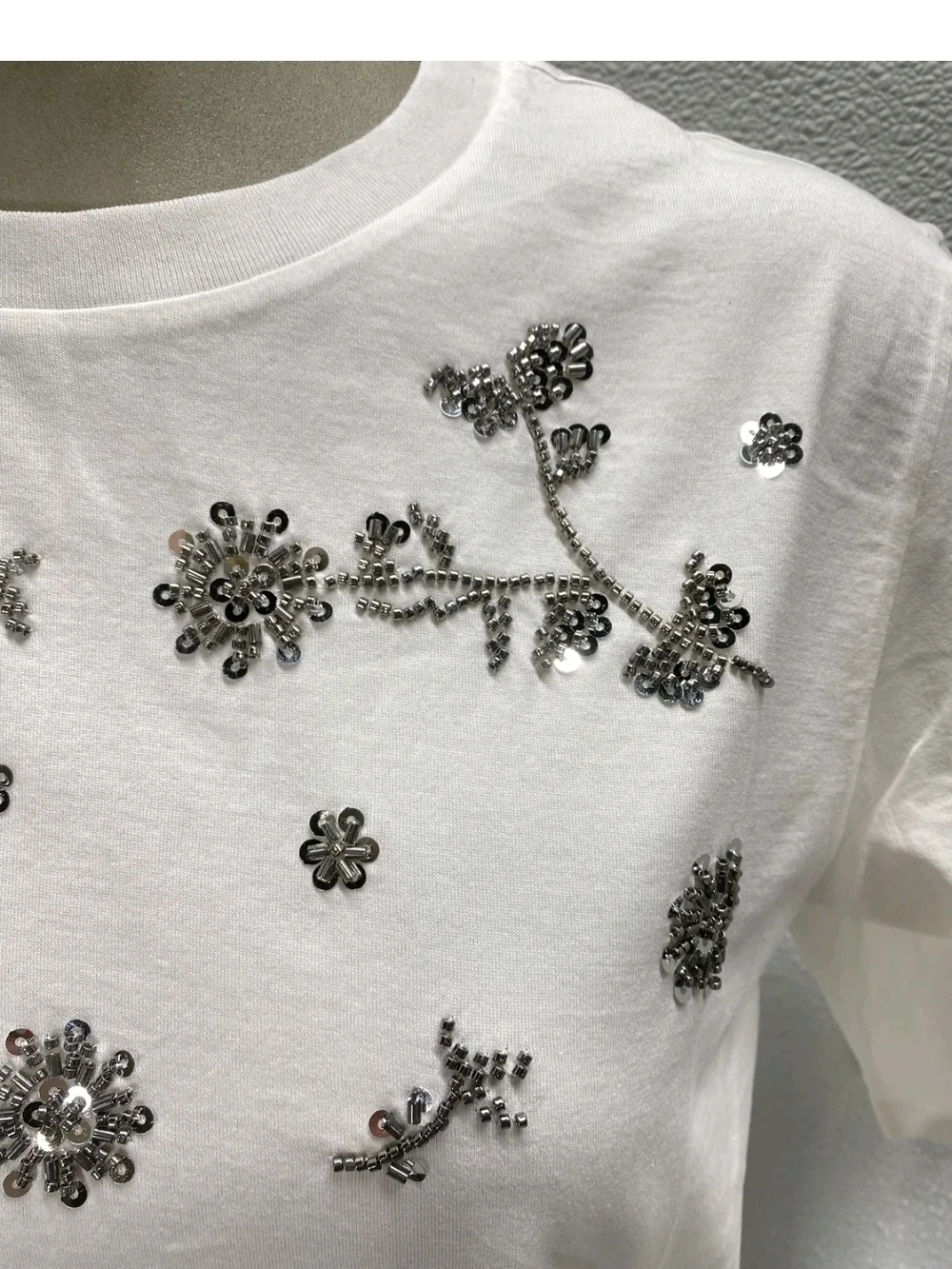 Weekend By Max Mara Print and Embroidery Embellished T-Shirt Sz S White New - Picture 4 of 16